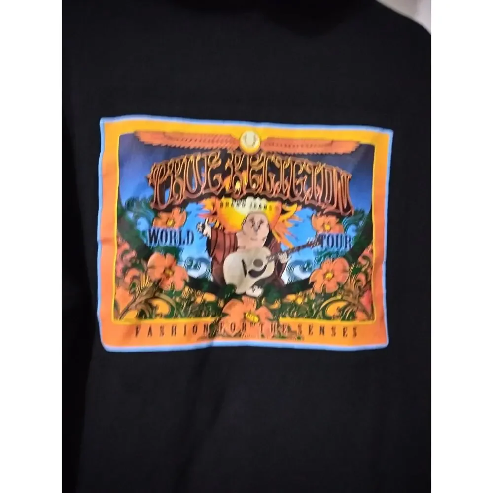 M1259) True Religion Men Anthem Sunrise World Tour Black Zip Up Hoodie XL